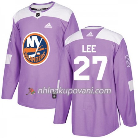 New York Islanders Dresy Anders Lee 27 Adidas 2017-2018 Nachová Fights Cancer Practice Authentic - Pánské